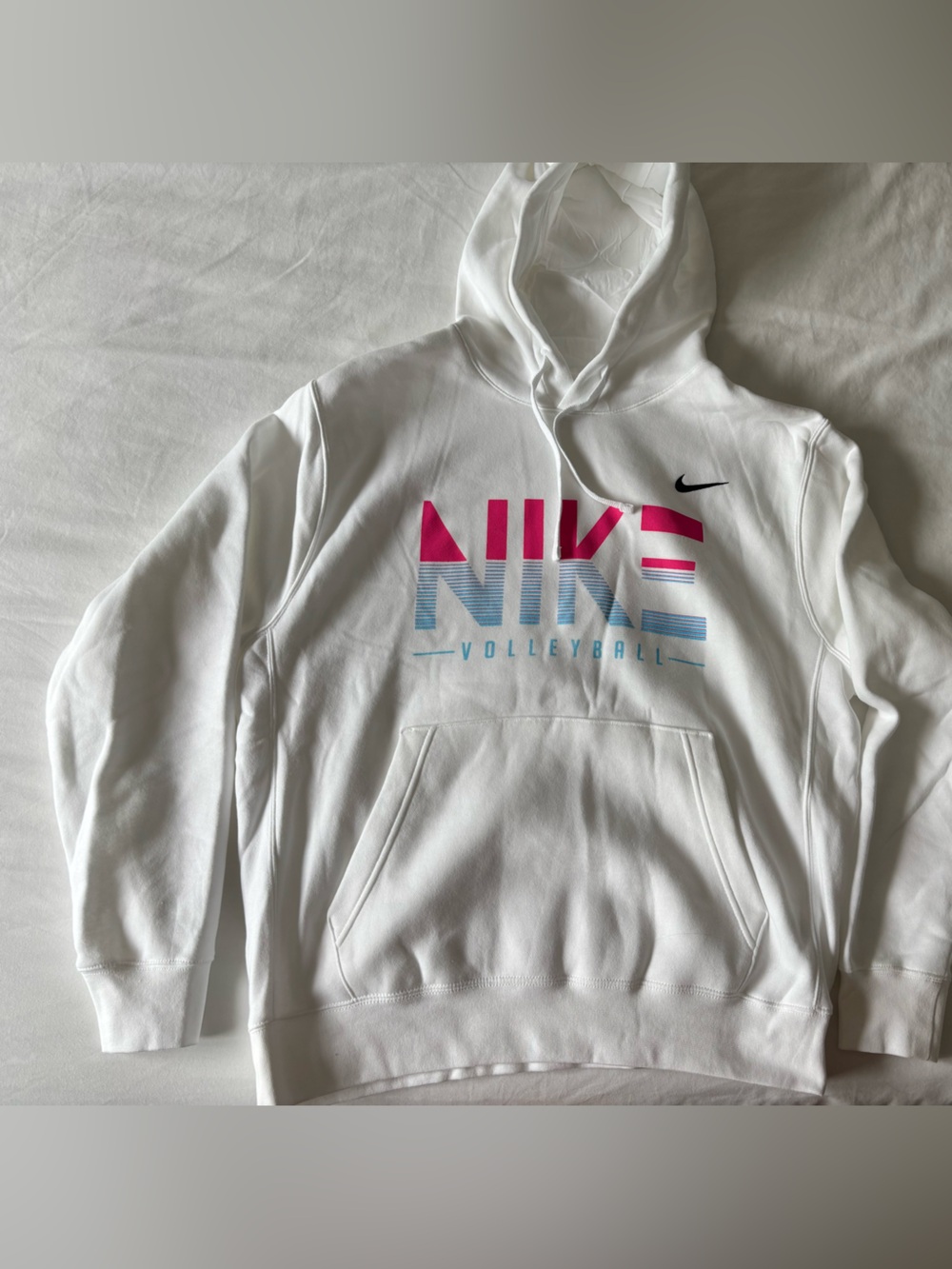 Nike White Hoodie with Black Swoosh Tag